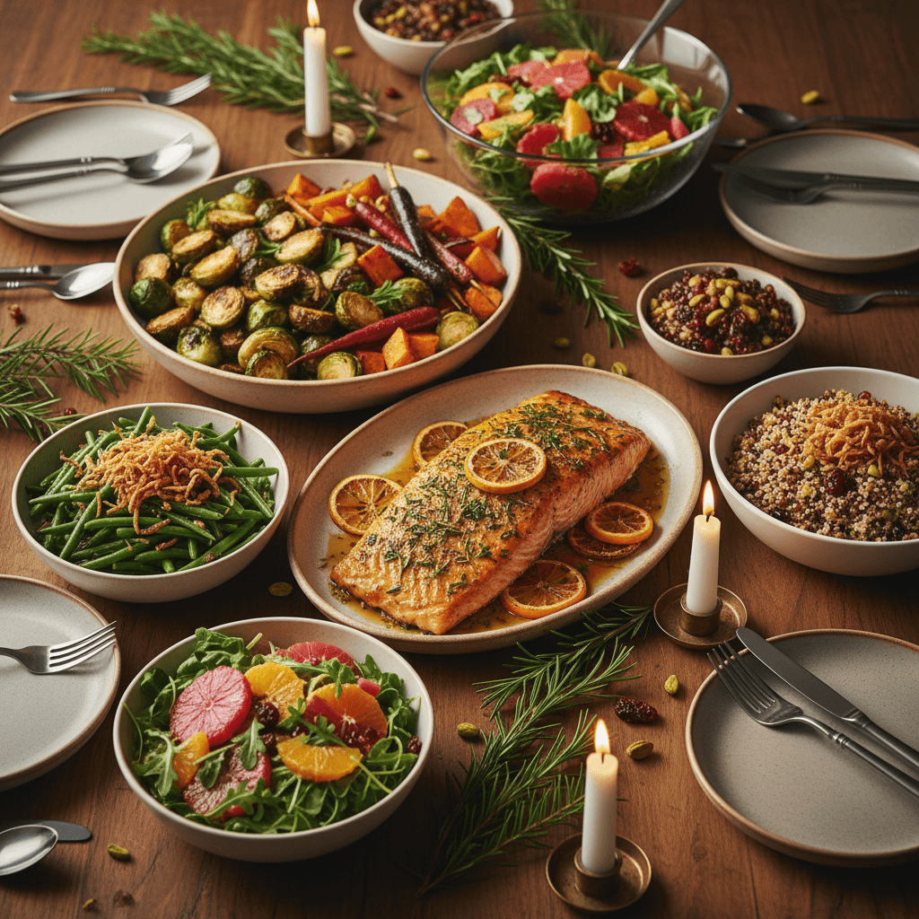 Healthy holiday meal spread