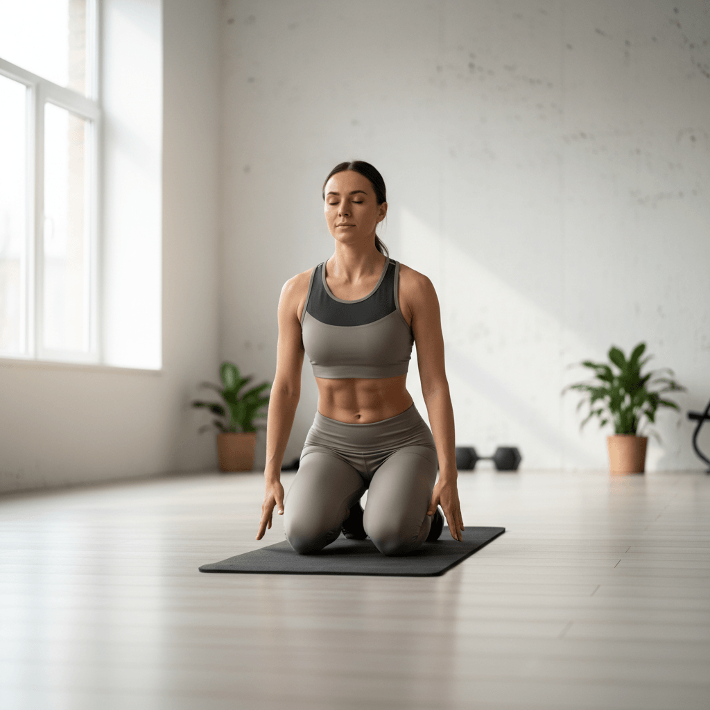 Focused athlete performing deep-core training