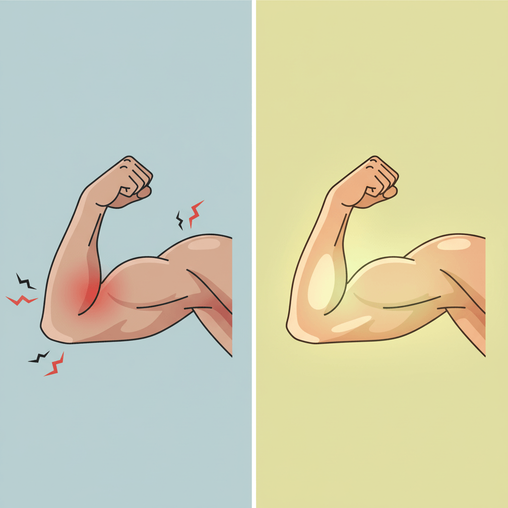 Muscle soreness to recovery illustration