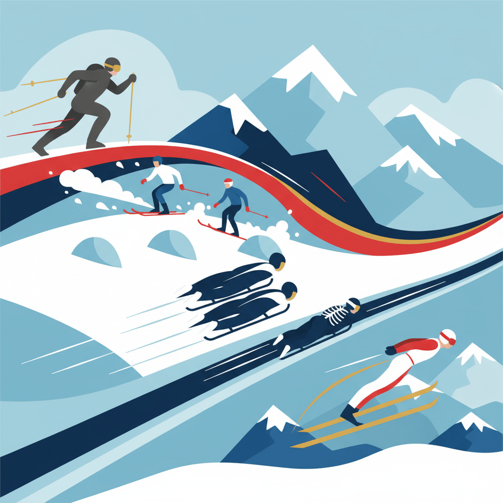 Dynamic illustration of new Milano Cortina 2026 winter sports